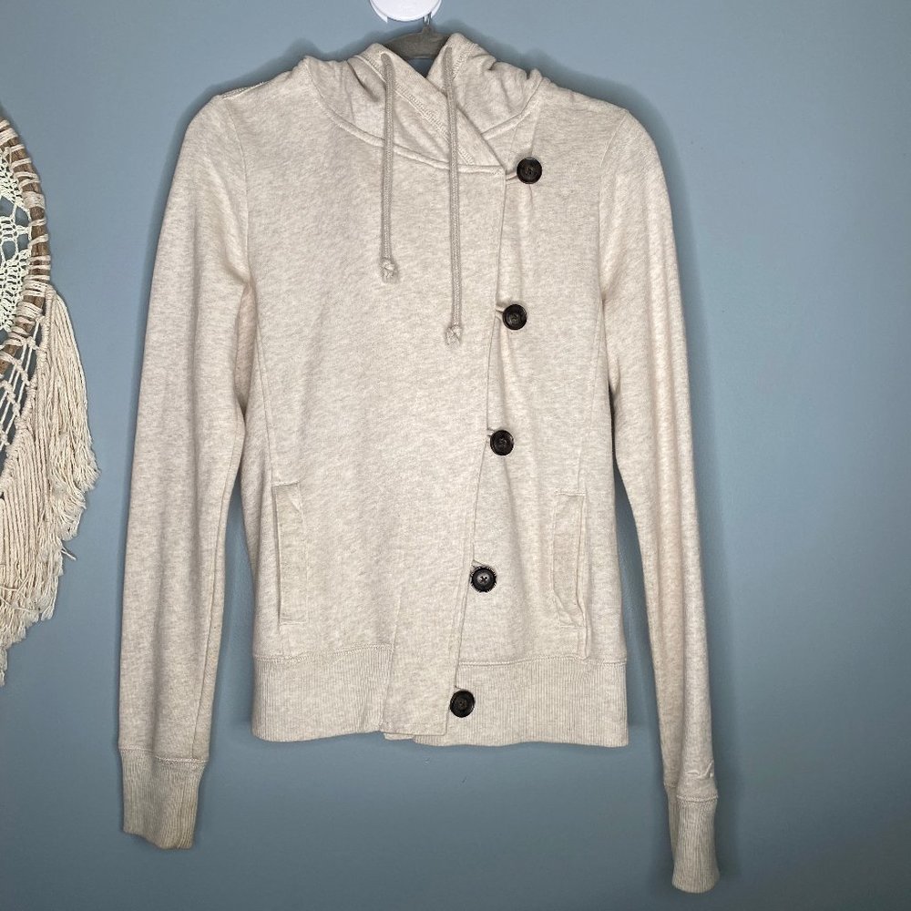 Hollister Peacoat Sweatshirt Jacket in Cream Sz- L